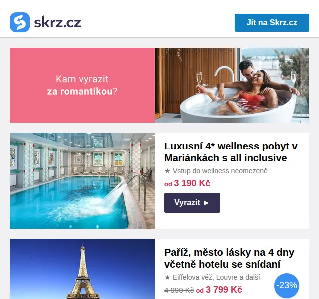 Skrz: Romantické pobyty od 999 Kč – červen 2026 | Nuslet.cz