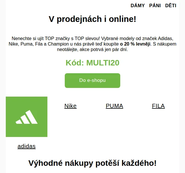 DEICHMANN: Sleva 20 % na Adidas, Nike a Puma – červenec 2026 | Nuslet.cz