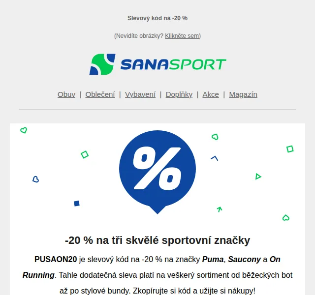 Sanasport: Dodatečná sleva 20 % na Puma, Saucony a On Running – červen 2026 | Nuslet.cz