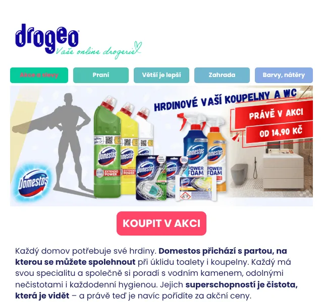 Drogeo: Domestos v akci – červenec 2026 | Nuslet.cz