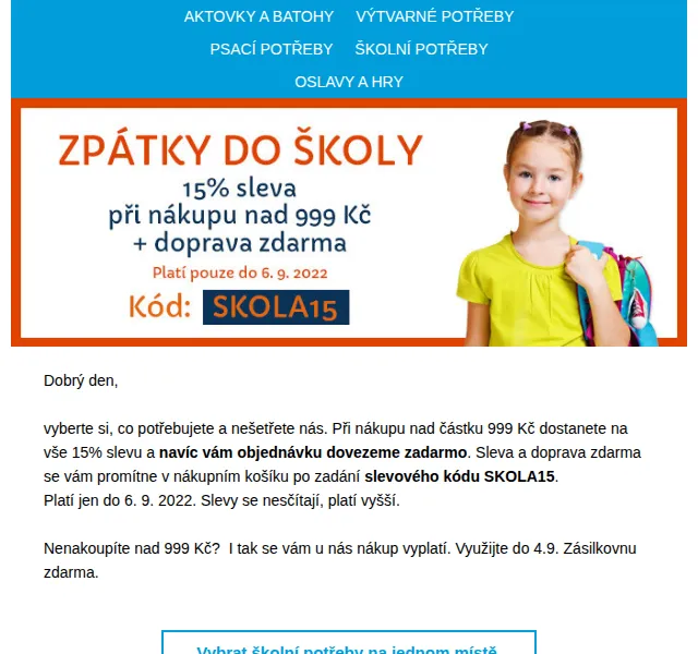 Activacek.cz: Sleva 15 % na školní potřeby – srpen 2022 | Nuslet.cz