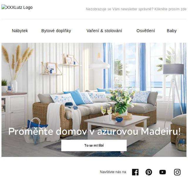 XXXLutz: Nábytek a doplňky Blue Madeira – červenec 2022 | Nuslet.cz