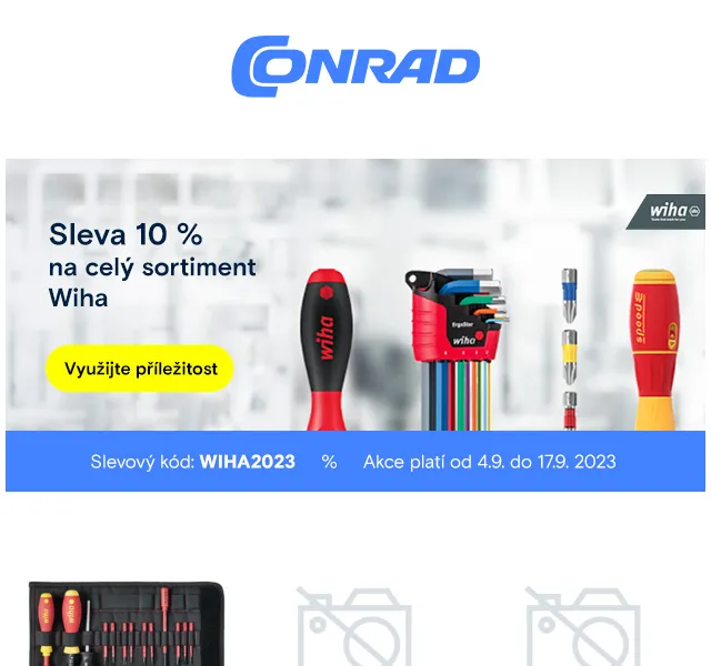 Conrad Electronic: Sleva 10 % na Wiha sortiment – červenec 2026 | Nuslet.cz