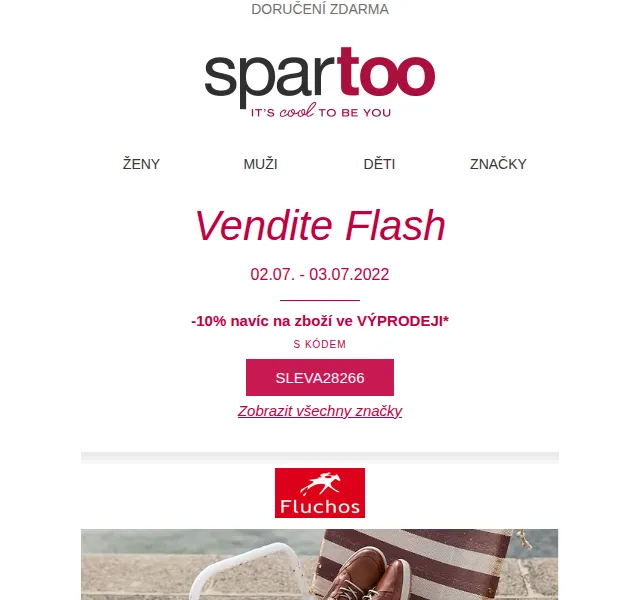 Spartoo: slevy -10% až -50% na Fluchos, Versace Jeans, Puma – červenec 2026 | Nuslet.cz