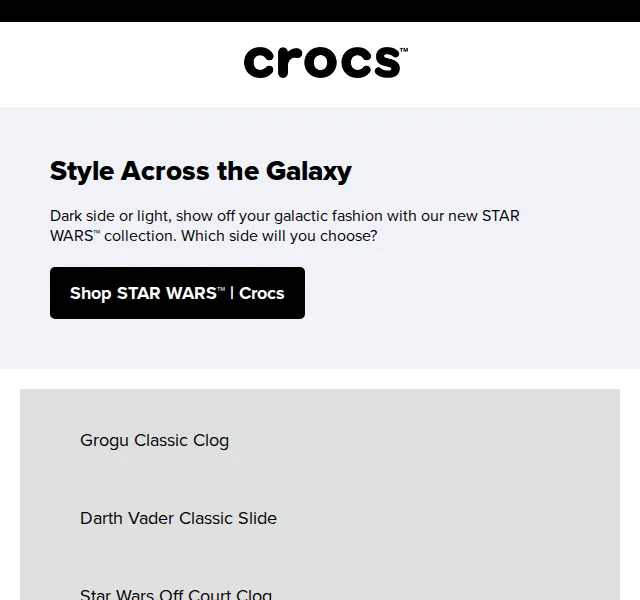 Crocs: nová Star Wars kolekce – červenec 2026 | Nuslet.cz