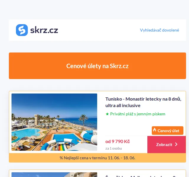 Skrz.cz: Cenové úlety do 13 999 Kč – červenec 2026 | Nuslet.cz