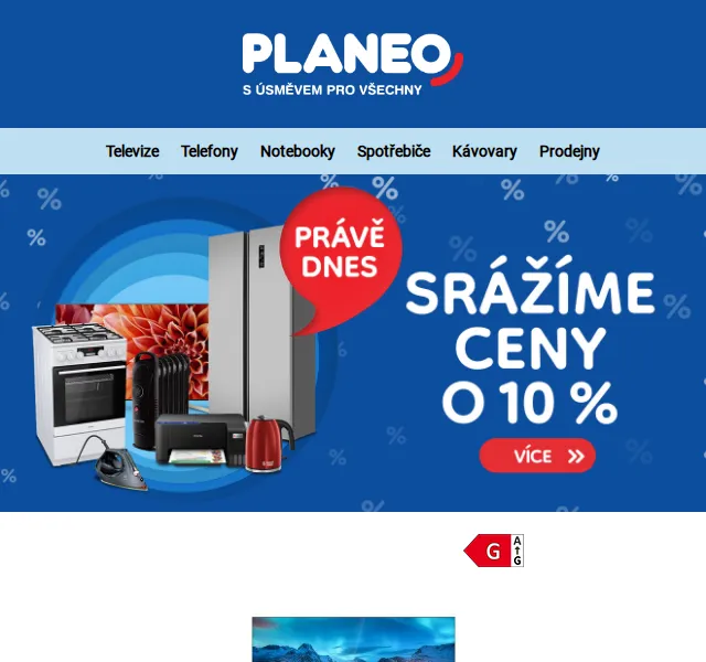 Planeo: Sleva až 41 % na televize a spotřebiče – červen 2026 | Nuslet.cz