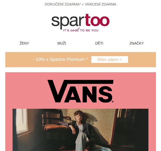 Spartoo.cz: Vans, Levi's, Emporio Armani – duben 2026 | Nuslet.cz