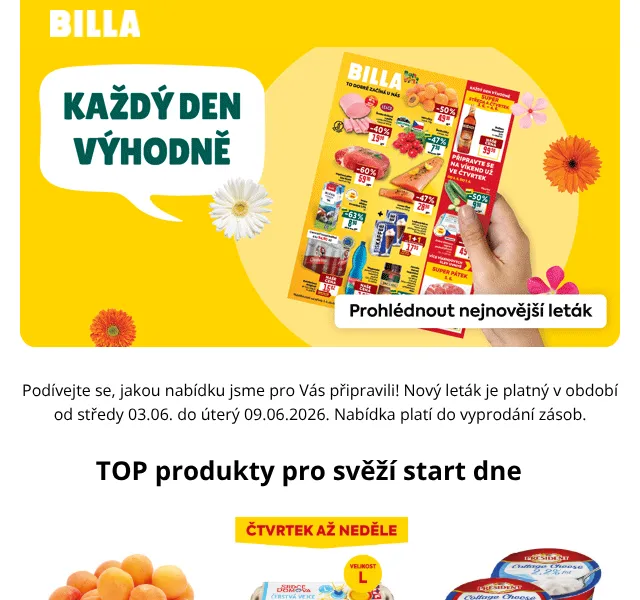 Billa: Jahody -50 %, vejce -41 % – červen 2026 | Nuslet.cz
