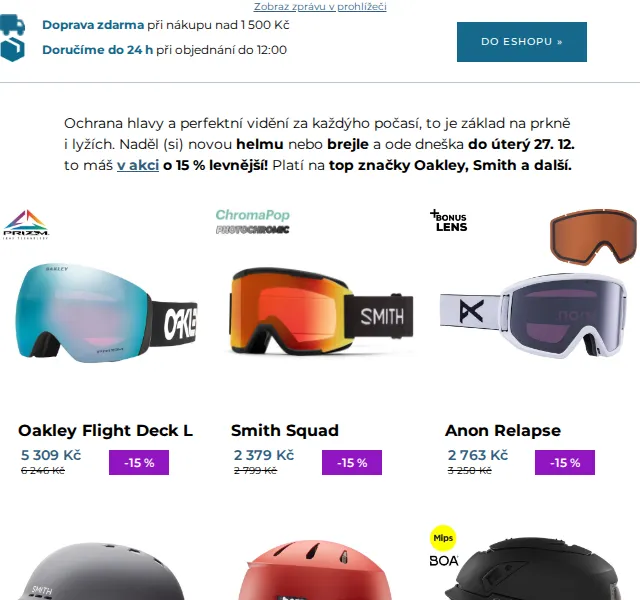 SNOWBOARD ZEZULA: Helmy a brýle -15 % – červen 2026 | Nuslet.cz