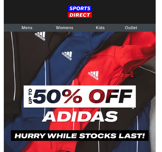 Sportsdirect.com: Sleva až 50 % na adidas – červen 2026 | Nuslet.cz