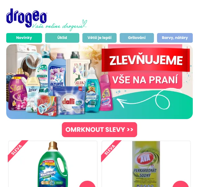 Drogeo: Praní od 19,90 Kč – Sanytol, Waschkönig – květen 2026