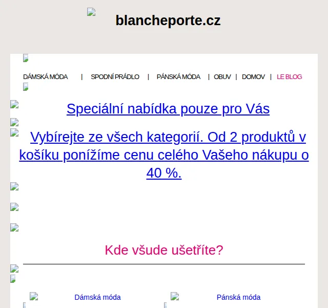 Blancheporte: -40 % na celý nákup – červen 2026 | Nuslet.cz