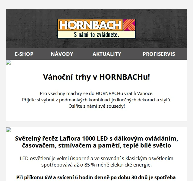 HORNBACH: Vánoční dekorace a světelný řetěz Lafiora – červen 2026 | Nuslet.cz