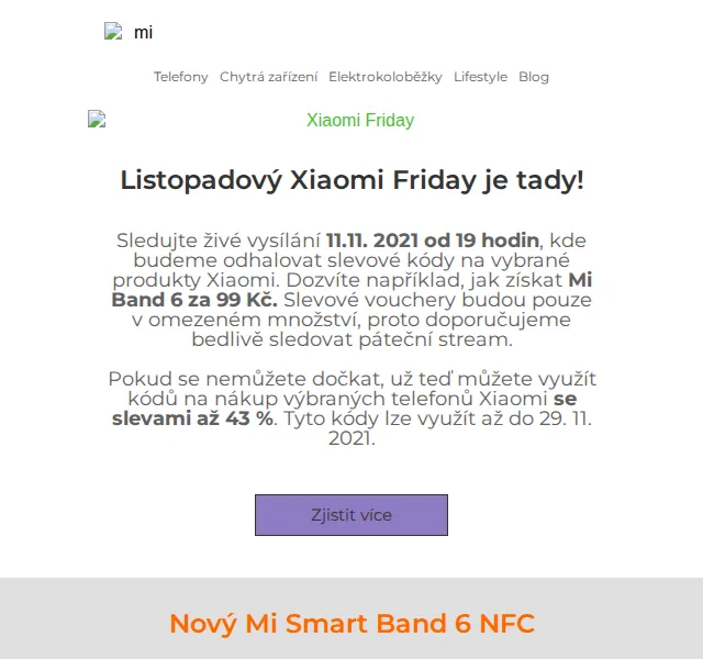 Xiaomicesko.cz: Xiaomi Friday – Mi Band 6 od 99 Kč – listopad 2021 | Nuslet.cz