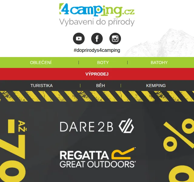4camping.cz: Obří slevy Regatta, Dare 2b a Under Armour až 70 % – červenec 2026 | Nuslet.cz