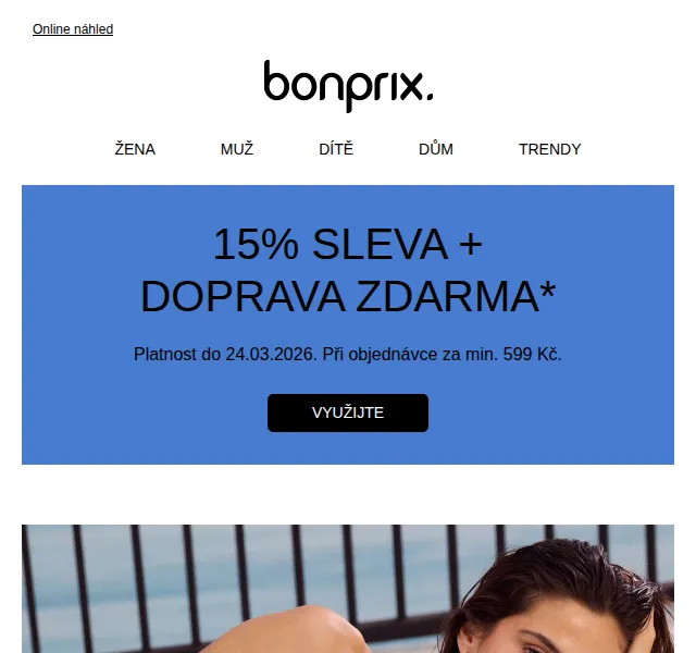 Bonprix: 15% sleva + doprava zdarma – duben 2026
