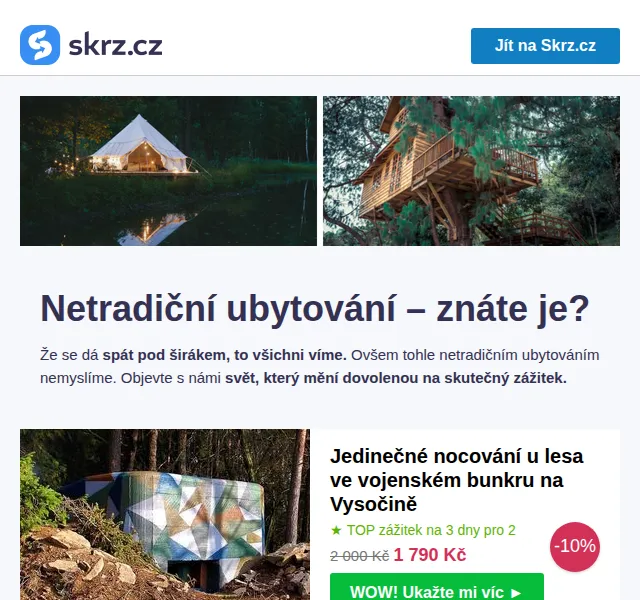 Vánoce na Skrz: netradiční ubytování se slevou až 30 % – červen 2026 | Nuslet.cz