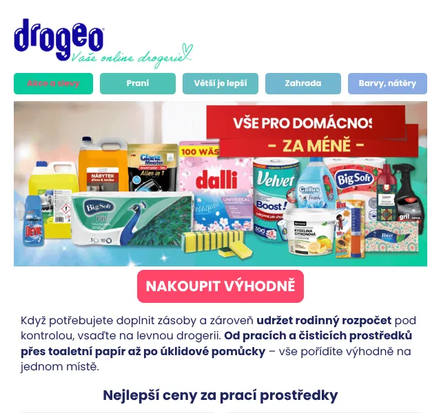 Drogeo: levná drogerie, prací prostředky a úklid – srpen 2026