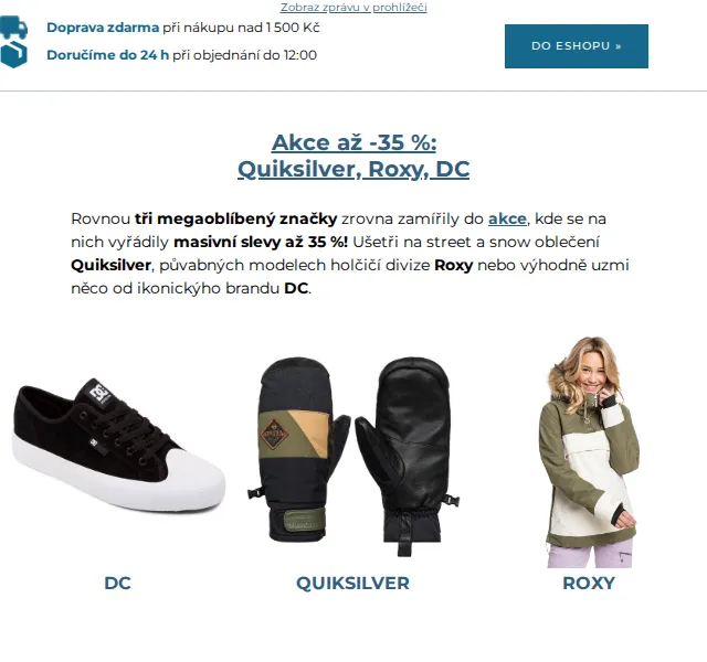 SNOWBOARD ZEZULA: Quiksilver, Roxy, DC slevy až 35 % – červen 2026 | Nuslet.cz