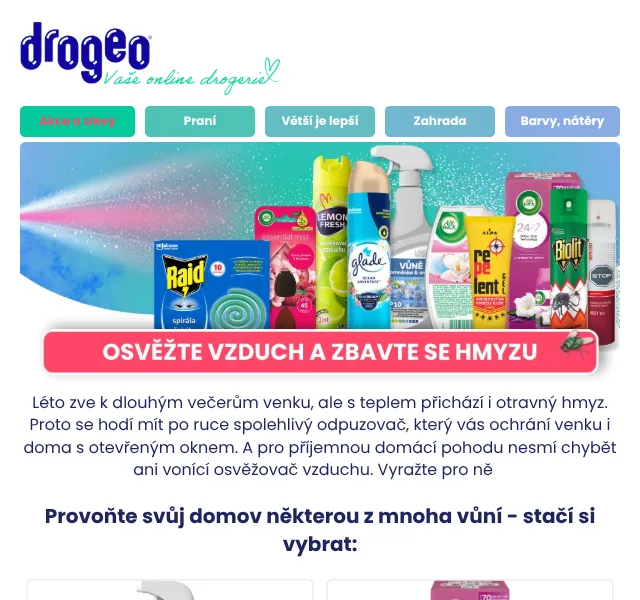 Drogeo: Osvěžovače a odpuzovače – červenec 2026 | Nuslet.cz