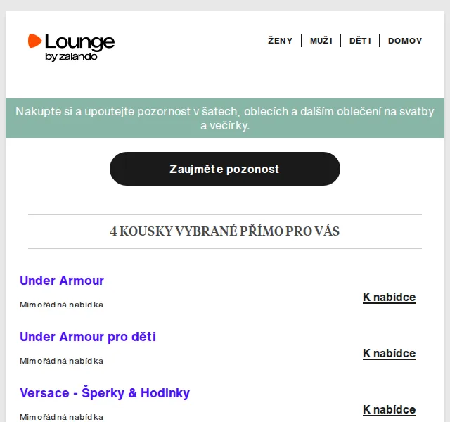 Lounge by Zalando: Under Armour, Versace, Polar – až 80 % | Duben 2026