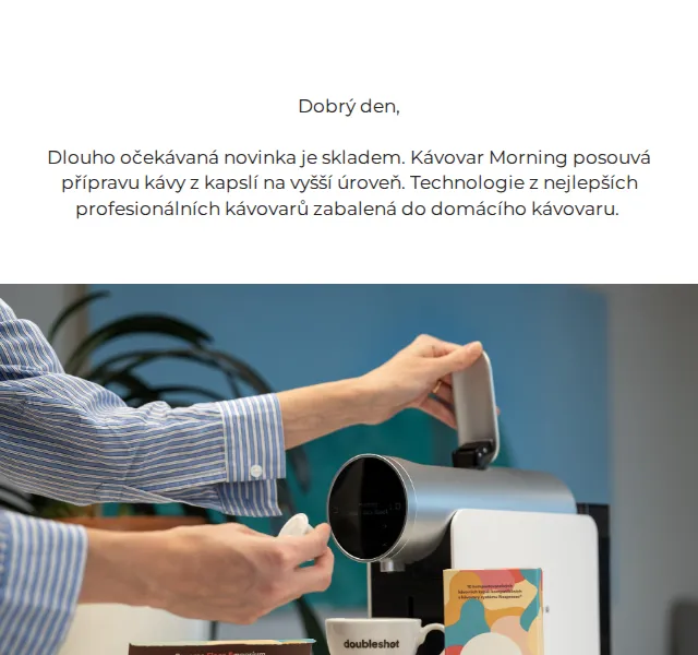 Doubleshot: Kávovar Morning za 0 % – červen 2026 | Nuslet.cz