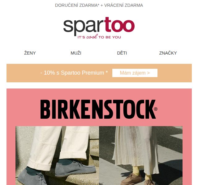 Spartoo.cz: Birkenstock, Veja, Adidas – duben 2026