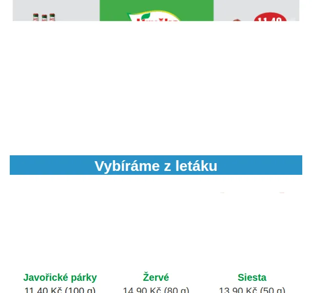 Váš HRUŠKA tým: Javořické párky 11,40 Kč – červen 2026 | Nuslet.cz