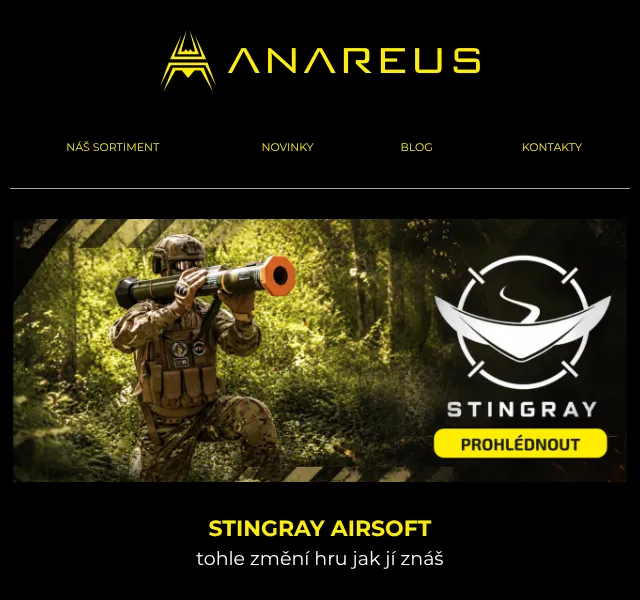 Anareus: Stingray Airsoft AT4, LAW, Claymore – červenec 2026