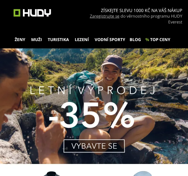 Hudy: Výprodej -35 % na outdoor a trekking – srpen 2026