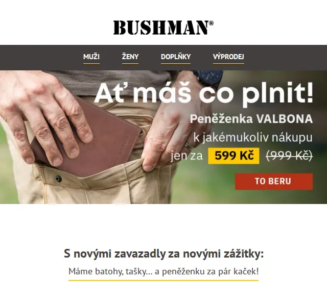 BUSHMAN: Sleva až 15 % na batohy a tašky – červen 2026 | Nuslet.cz