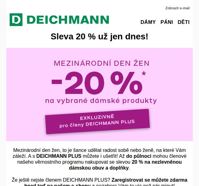 DEICHMANN: -20 % na dámskou obuv – březen 2026 | Nuslet.cz