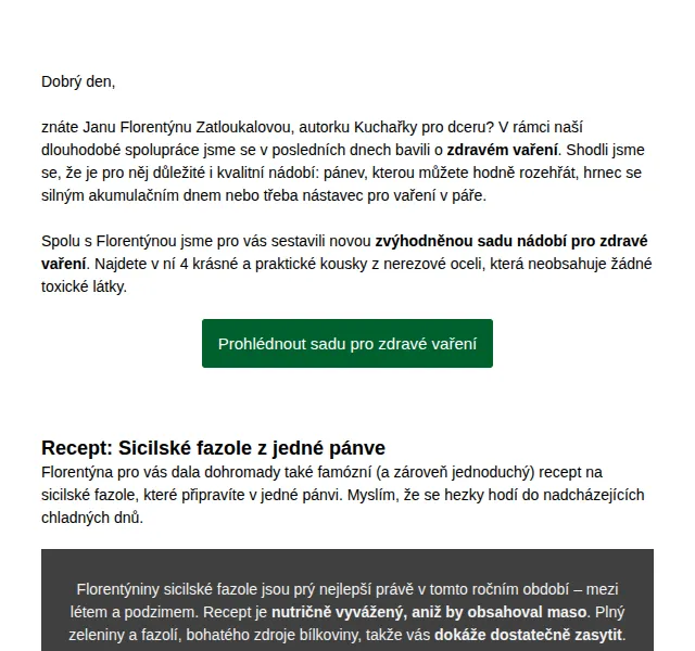 Jan Fabini: Sada nádobí pro zdravé vaření s Florentýnou – červenec 2026 | Nuslet.cz