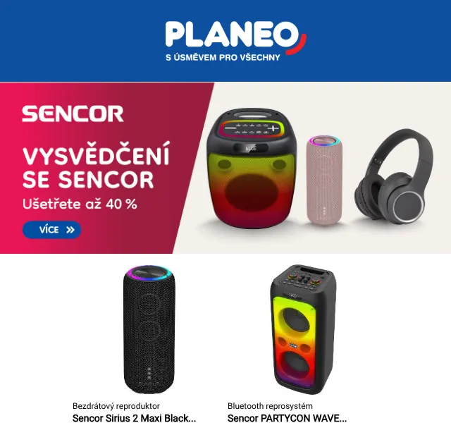 Planeo: Sencor sleva až 30 % – červen 2026 | Nuslet.cz