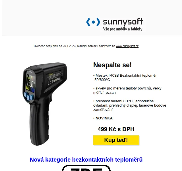 Sunnysoft: Bezkontaktní teploměr Mestek za 499 Kč – červenec 2026 | Nuslet.cz
