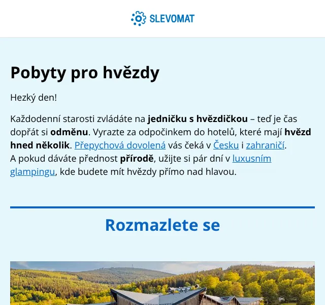 Slevomat: Luxusní hotely a glamping – květen 2026 | Nuslet.cz