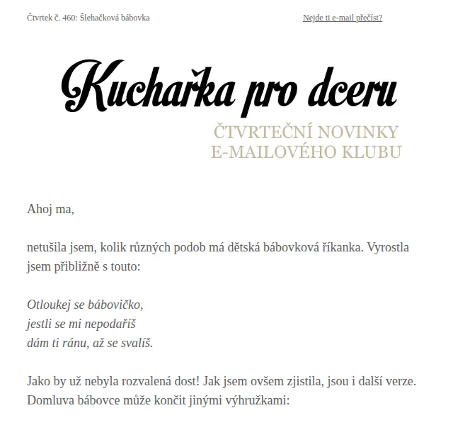 Florentýna - Kuchařka pro dceru: Šlehačková bábovka – červenec 2026 | Nuslet.cz