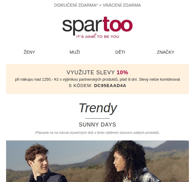 Spartoo.cz: 10 % sleva na obuv a módu – duben 2026