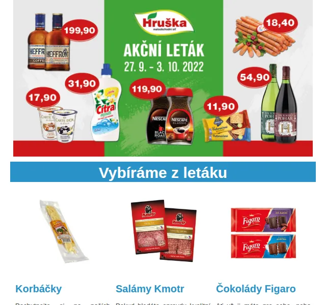 Váš HRUŠKA tým: Korbáčky, Kmotr salámy a čokolády Figaro – červen 2026 | Nuslet.cz