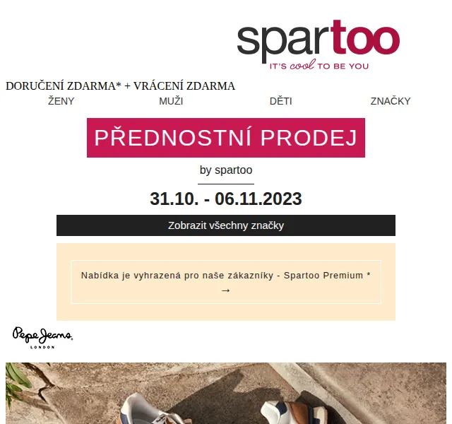 Spartoo.cz: Až -50 % na Pepe jeans, Only a Napapijri – červenec 2026 | Nuslet.cz