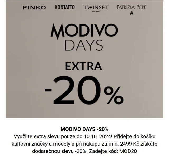 Modivo: sleva 20 % na MODIVO DAYS – červenec 2026 | Nuslet.cz