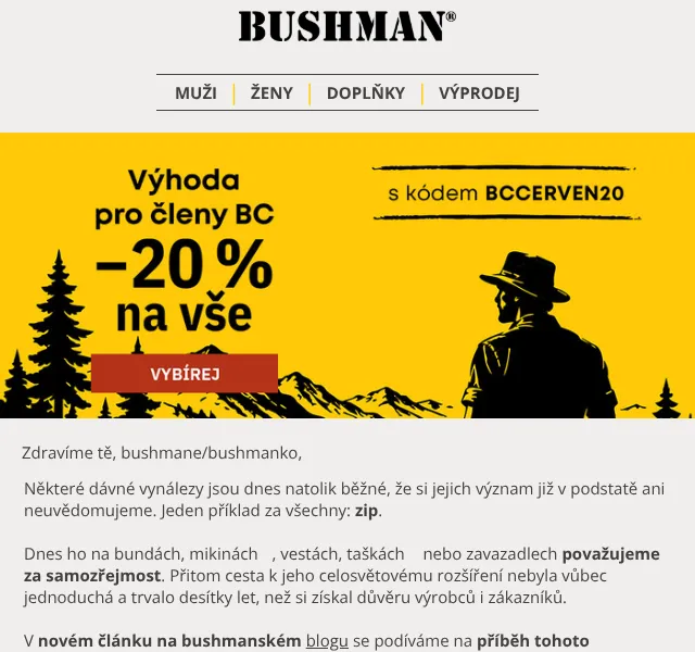 BUSHMAN: Letní kolekce s ziky – červen 2026 | Nuslet.cz