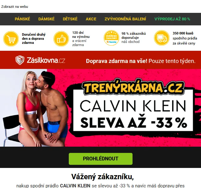 Trenýrkárna.cz: Calvin Klein se slevou až -33 % – červen 2026 | Nuslet.cz