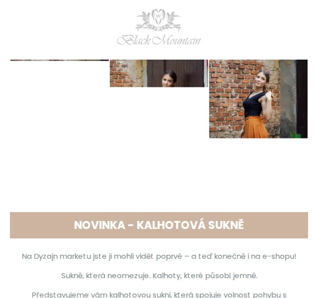 Black Mountain: kalhotová sukně a bambusová trička – červenec 2026 | Nuslet.cz