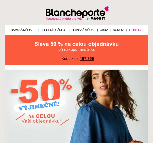 Blancheporte: Letní denim -50 % na 2 kusy – červenec 2026 | Nuslet.cz