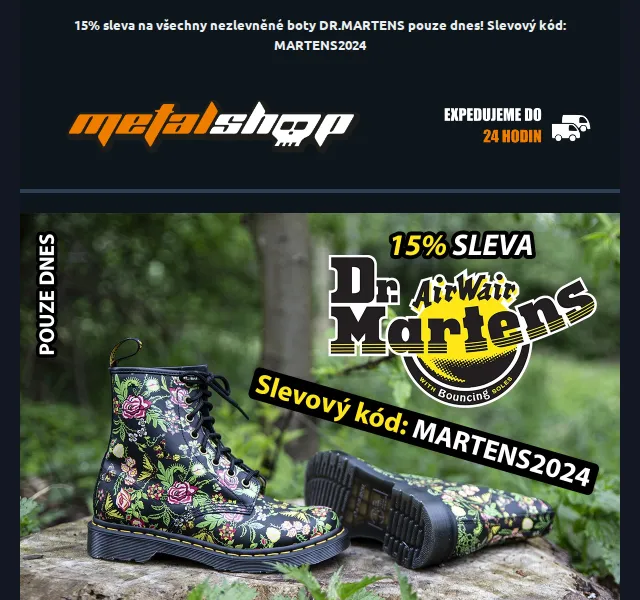 METALSHOP: Dr. Martens 15% sleva – červenec 2026 | Nuslet.cz