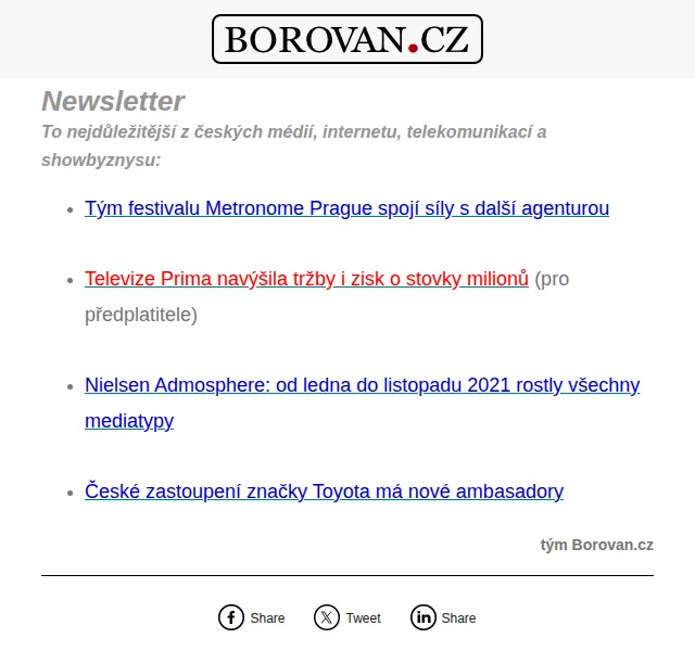 Aleš Borovan: Média a marketing – newsletter červen 2026 | Nuslet.cz