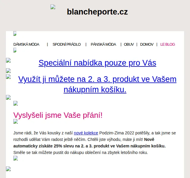 Blancheporte: 25% sleva na 2. a 3. produkt v košíku – červenec 2026 | Nuslet.cz