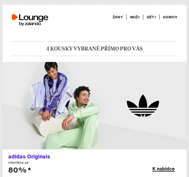 Lounge by Zalando: adidas, Marc O'Polo až -80 % – duben 2026